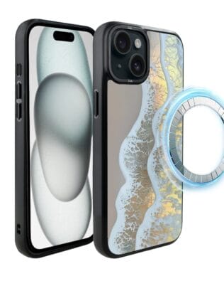 Etui do iPhone 15 Plus IBIZU DropGuard Matt z MagSafe, Reflect, Złote wybrzeże