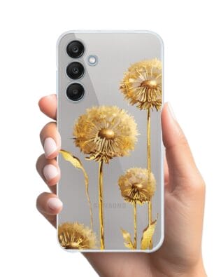 Etui do Samsung Galaxy M35 5G przeźroczyste, silikonowe Flexi, Kwiaty, złote dmuchawce