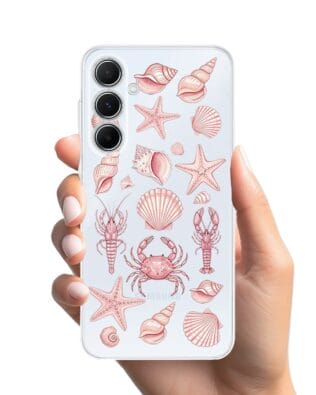 Etui do Samsung Galaxy A55 5G przeźroczyste, silikonowe Flexi, Summer Patterns, krewetkowy róż