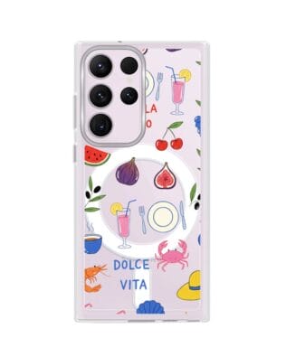 Etui do Samsung Galaxy S23 Ultra z MagSafe przeźroczyste, silikonowe Flexi, Italian Summer, kolorowe wakacje