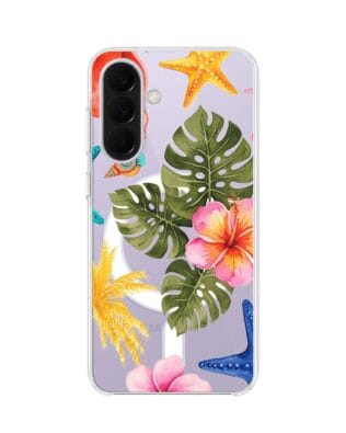 Etui do Samsung Galaxy A57 z MagSafe przeźroczyste, silikonowe Flexi, Summer Patterns, tropikalny wzór