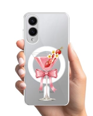 Etui do Samsung Galaxy S25 Edge z MagSafe przeźroczyste, silikonowe Flexi, Paradise, Strawberry Martini
