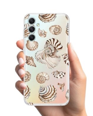 Etui do Samsung Galaxy A34 5G przeźroczyste, silikonowe Flexi, Summer Patterns, ozdobne muszle