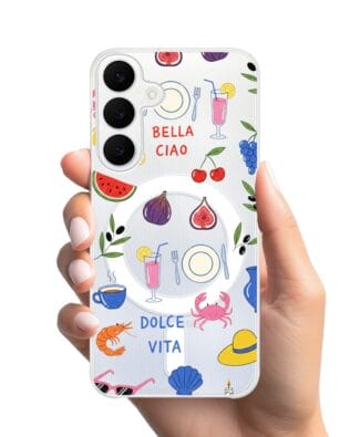 Etui do Samsung Galaxy S25 FE z MagSafe przeźroczyste, silikonowe Flexi, Italian Summer, kolorowe wakacje