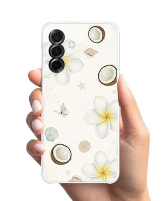 Etui do Samsung Galaxy A26 5G przeźroczyste, silikonowe Flexi, Summer Patterns, hawajskie kokosy