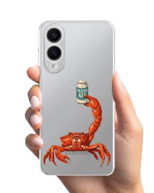 Etui do Samsung Galaxy S25 Edge przeźroczyste, silikonowe Flexi, Paradise, krab z piwem