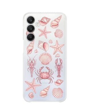 Etui do Samsung Galaxy A25 5G przeźroczyste, silikonowe Flexi, Summer Patterns, krewetkowy róż