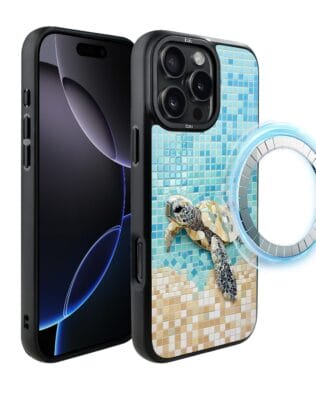 Etui do iPhone 16 Pro IBIZU DropGuard Matt z MagSafe, Modern Classics, Żółw Caretta