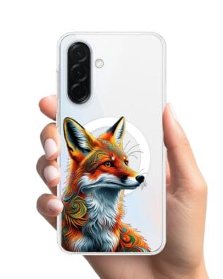 Etui do Samsung Galaxy A37 z MagSafe przeźroczyste, silikonowe Flexi, Dzika Mandala, Twarz lisa