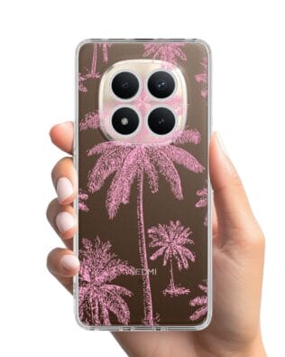 Etui do Xiaomi Redmi Note 15 Pro Plus 5G przeźroczyste, silikonowe Flexi, Mystic, Różowe palmy