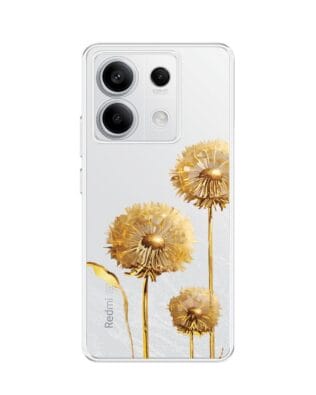 Etui do Xiaomi Redmi Note 13 Pro 5G przeźroczyste, silikonowe Flexi, Kwiaty, złote dmuchawce