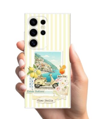 Etui do Samsung Galaxy S24 Ultra przeźroczyste, silikonowe Flexi, Italian Summer, Ciao Italia