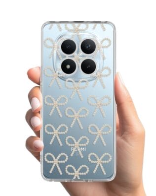 Etui do Xiaomi Redmi Note 15 Pro 4G przeźroczyste, silikonowe Flexi, Przytulne święta, złote kokardki