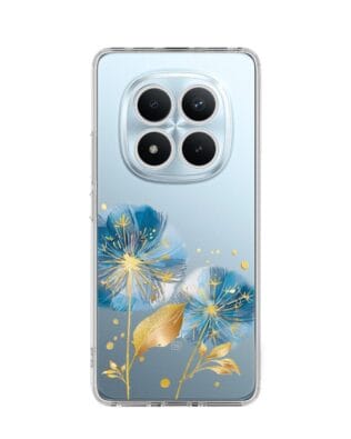 Etui do Xiaomi Redmi Note 15 4G przeźroczyste, silikonowe Flexi, Kwiaty, niebieskie dmuchawce