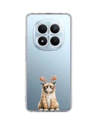 Etui do Xiaomi Redmi Note 15 4G przeźroczyste, silikonowe Flexi, Przytulne święta, Kot który nie chciał być reniferem