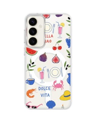 Etui do Samsung Galaxy S23 z MagSafe przeźroczyste, silikonowe Flexi, Italian Summer, kolorowe wakacje