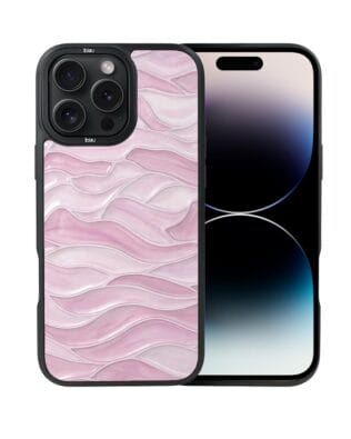 Etui do iPhone 14 Pro Max IBIZU DropGuard Matt z MagSafe, Aqua Glass, różowe fale