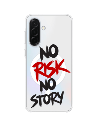 Etui do Samsung Galaxy A37 z MagSafe przeźroczyste, silikonowe Flexi, Positive Vibes, No Risk No Story