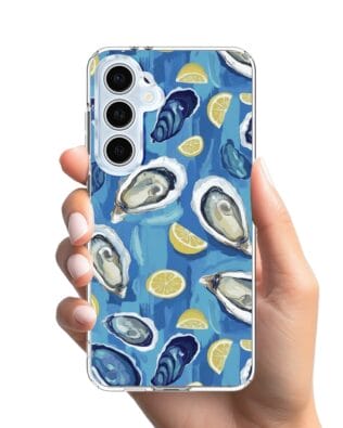 Etui do Samsung Galaxy S24 FE z MagSafe przeźroczyste, silikonowe Flexi, Summer Patterns, ostrygi z cytrynką