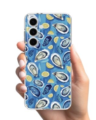 Etui do Samsung Galaxy S24 FE przeźroczyste, silikonowe Flexi, Summer Patterns, ostrygi z cytrynką