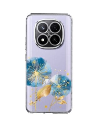 Etui do Xiaomi Redmi Note 14 Pro 4G przeźroczyste, silikonowe Flexi, Kwiaty, niebieskie dmuchawce