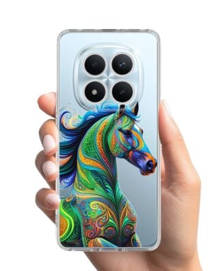 Etui do Xiaomi Redmi Note 15 Pro 4G przeźroczyste, silikonowe Flexi, Dzika Mandala, Koń