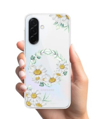 Etui do Samsung Galaxy A37 z MagSafe przeźroczyste, silikonowe Flexi, wianek stokrotek