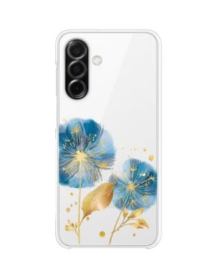 Etui do Samsung Galaxy A26 5G przeźroczyste, silikonowe Flexi, Kwiaty, niebieskie dmuchawce