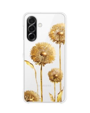 Etui do Samsung Galaxy A26 5G przeźroczyste, silikonowe Flexi, Kwiaty, złote dmuchawce