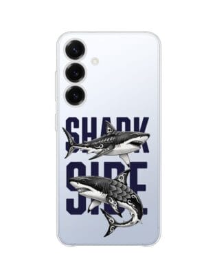 Etui do Samsung Galaxy S25 przeźroczyste, silikonowe Flexi, Summer Patterns, Shark side