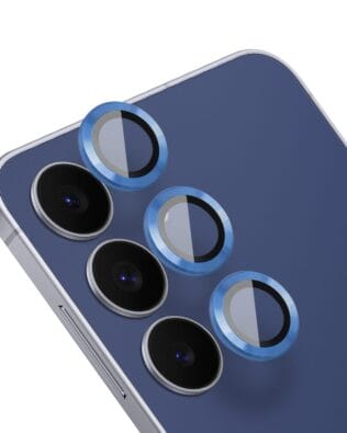 Metalowa osłona obiektywu aparatu ze szkła hartowanego 9H do Samsung Galaxy S25 FE, 1 zestaw, granatowa