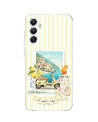 Etui do Samsung Galaxy A34 5G przeźroczyste, silikonowe Flexi, Italian Summer, Ciao Italia
