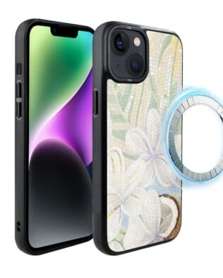 Etui do iPhone 14 Plus IBIZU DropGuard Matt z MagSafe, Modern Classics, Biała lilia