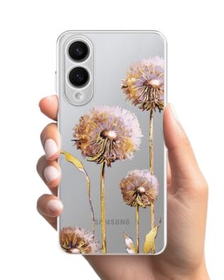 Etui do Samsung Galaxy S25 Edge przeźroczyste, silikonowe Flexi, Kwiaty, fioletowe dmuchawce