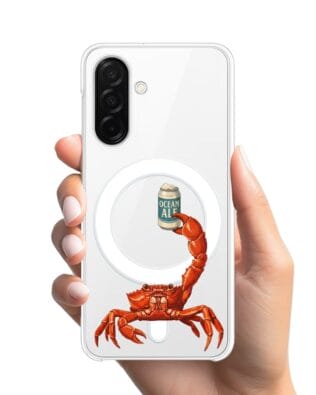 Etui do Samsung Galaxy A26 5G z MagSafe przeźroczyste, silikonowe Flexi, Paradise, krab z piwem