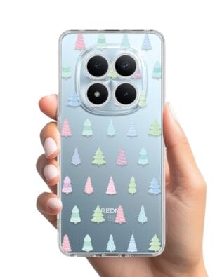 Etui do Xiaomi Redmi Note 15 4G przeźroczyste, silikonowe Flexi, Pastelowe choinki