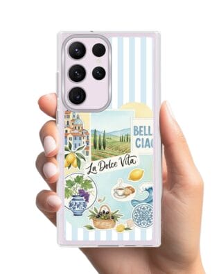 Etui do Samsung Galaxy S23 Ultra z MagSafe przeźroczyste, silikonowe Flexi, Italian Summer, La Dolce Vita