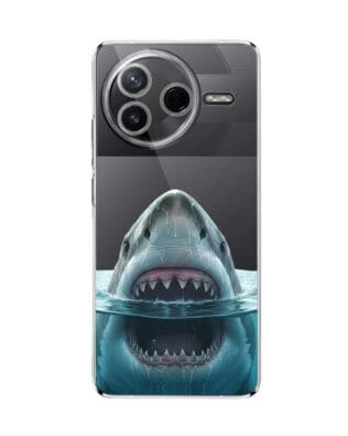 Etui do Xiaomi POCO F7 Pro przeźroczyste, silikonowe Flexi, Paradise, żarłacz biały