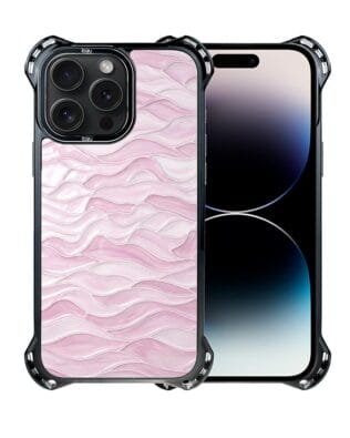 Etui do iPhone 14 Pro IBIZU DropGuard Ultra z MagSafe, Aqua Glass, różowe fale
