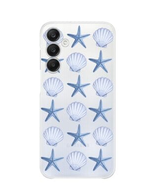 Etui do Samsung Galaxy A25 5G przeźroczyste, silikonowe Flexi, Summer Patterns, niebieskie rozgwiazdy