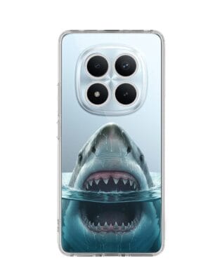 Etui do Xiaomi Redmi Note 15 Pro 5G przeźroczyste, silikonowe Flexi, Paradise, żarłacz biały