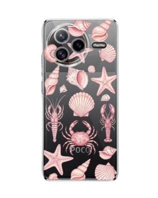 Etui do Xiaomi POCO F7 Ultra przeźroczyste, silikonowe Flexi, Summer Patterns, krewetkowy róż