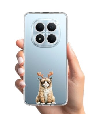 Etui do Xiaomi Redmi Note 15 4G przeźroczyste, silikonowe Flexi, Przytulne święta, Kot który nie chciał być reniferem