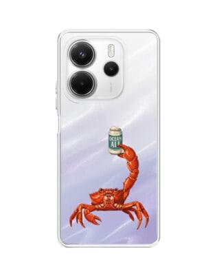 Etui do Xiaomi Redmi Note 14 4G przeźroczyste, silikonowe Flexi, Paradise, krab z piwem