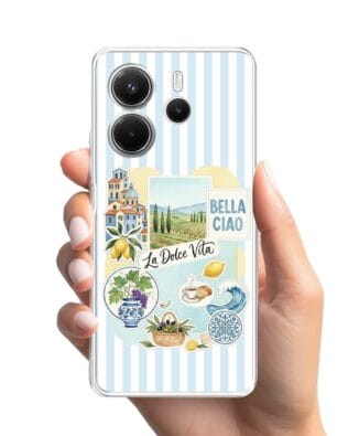 Etui do Xiaomi Redmi Note 14 5G przeźroczyste, silikonowe Flexi, Italian Summer, La Dolce Vita