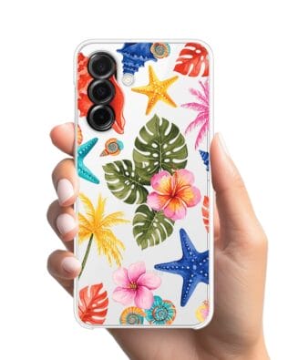 Etui do Samsung Galaxy A26 5G przeźroczyste, silikonowe Flexi, Summer Patterns, tropikalny wzór