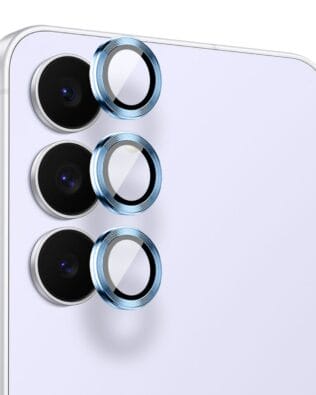 Metalowa osłona obiektywu aparatu ze szkła hartowanego 9H do Samsung Galaxy S25 FE, 1 zestaw, niebieska