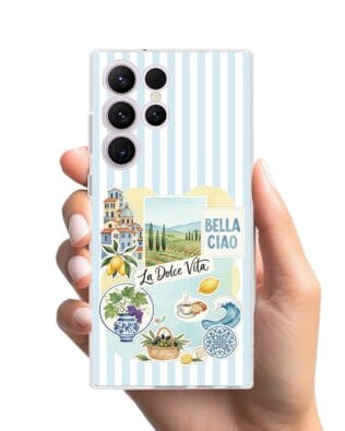Etui do Samsung Galaxy S23 Ultra przeźroczyste, silikonowe Flexi, Italian Summer, La Dolce Vita