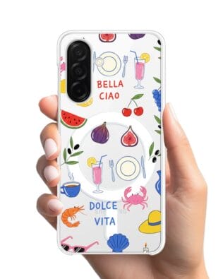 Etui do Samsung Galaxy A26 5G z MagSafe przeźroczyste, silikonowe Flexi, Italian Summer, kolorowe wakacje