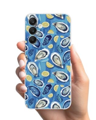 Etui do Samsung Galaxy A25 5G przeźroczyste, silikonowe Flexi, Summer Patterns, ostrygi z cytrynką